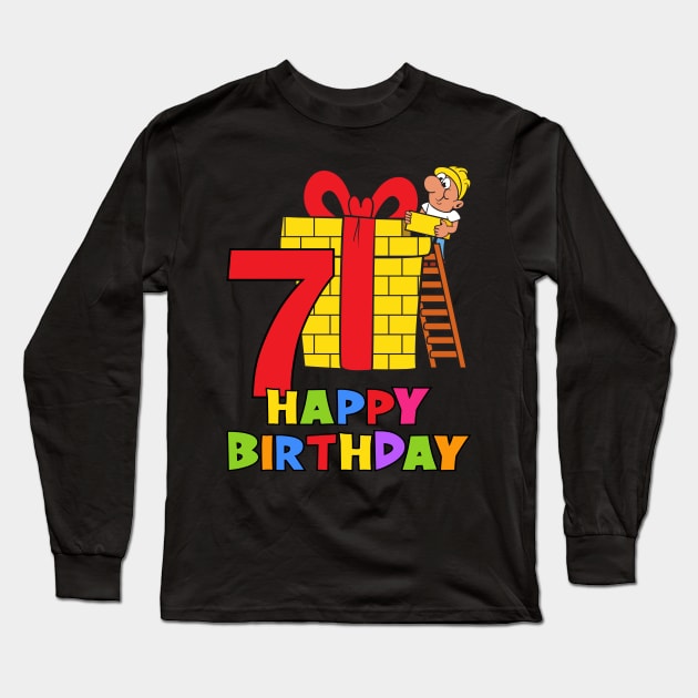 7th Birthday Party 7 Year Old Seven Years Long Sleeve T-Shirt by KidsBirthdayPartyShirts